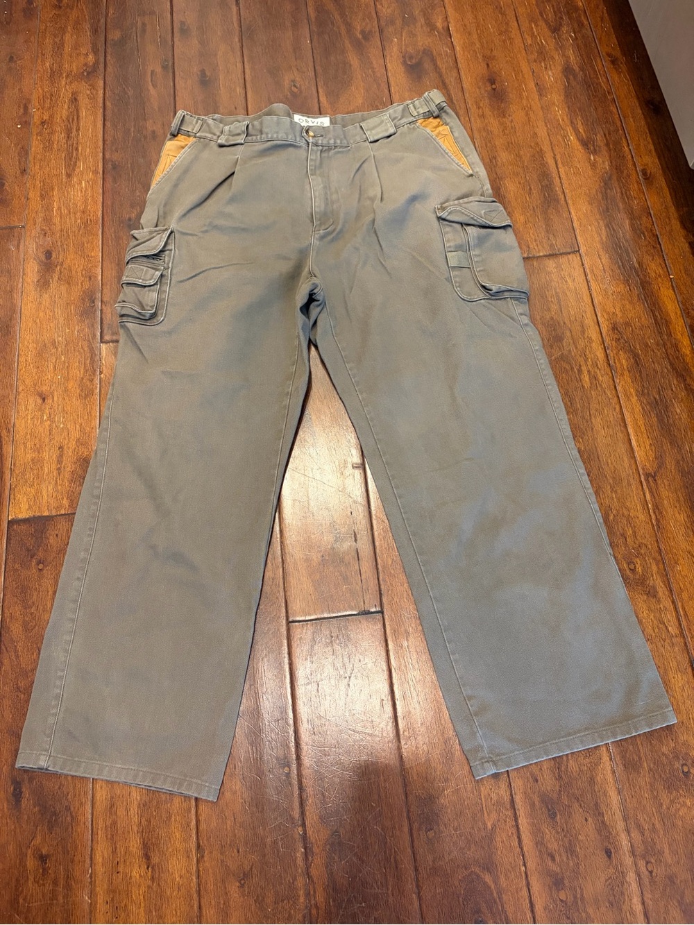 Vtg Orvis Zambezi Suede Trim Twill Pants Sz 38 olive,hunting,safari, utility